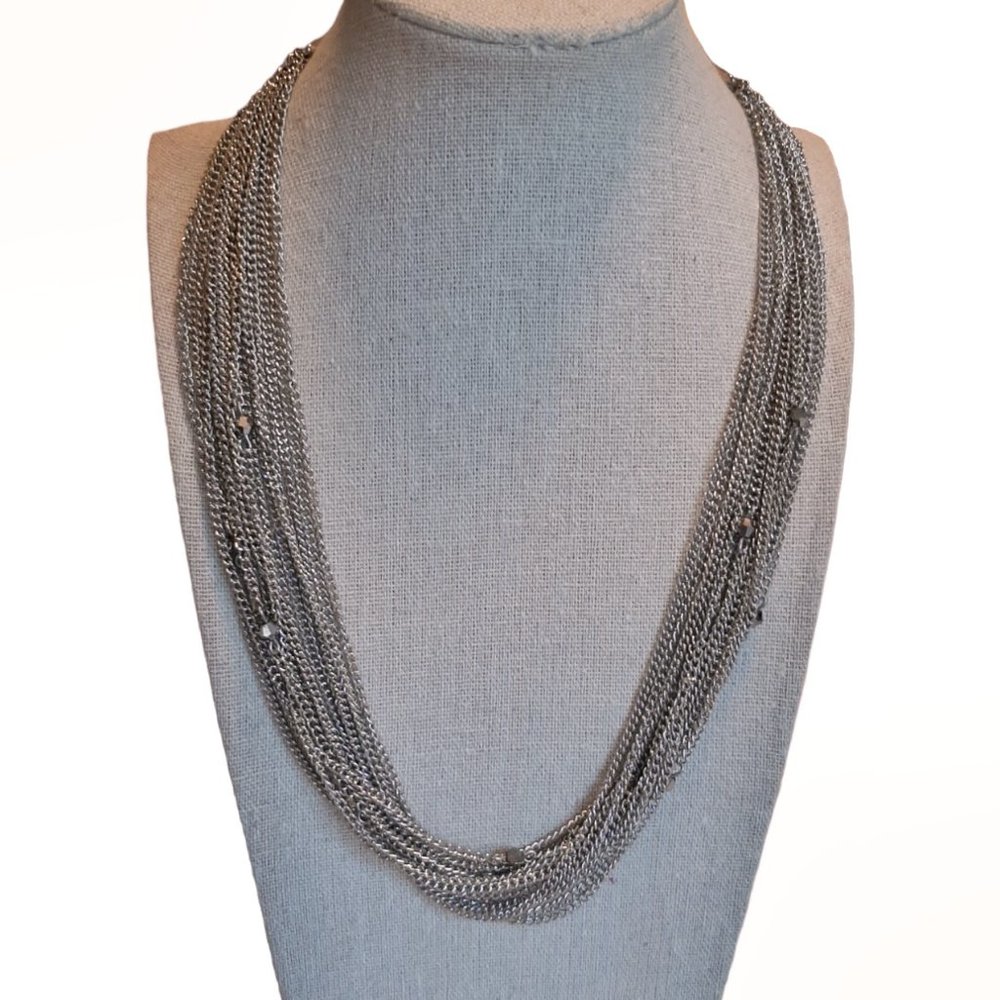 LOFT Silver Multi Chain Layered Necklace NWT